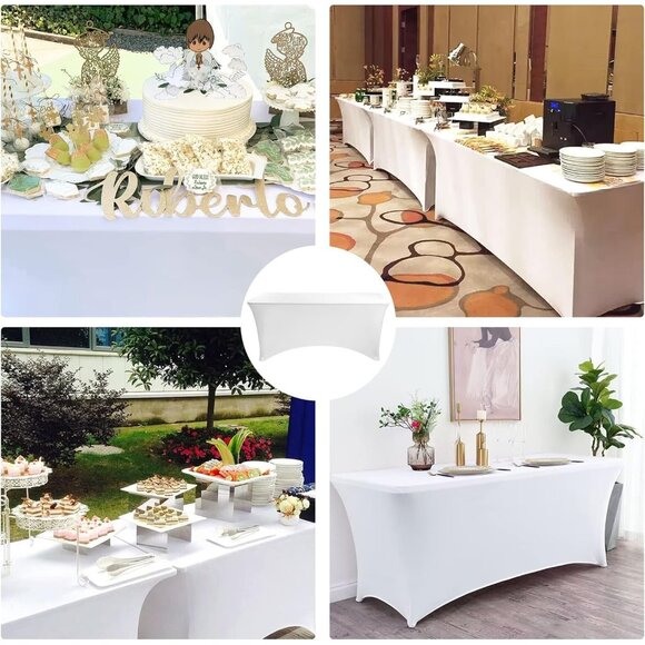 Versatile 2 Pack 6FT Wrinkle Resistant Spandex Tablecloths for All Occasions - Picture 7 of 7